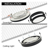 Plafón + Downlight LED - Circular- Blanco - Potencia Ajustable 18W - 16W - 14W - 12W - 5CCT - SMD2835 140Lm/W - IP44