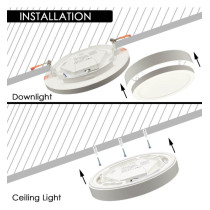 Plafón + Downlight LED - Circular- Blanco - Potencia Ajustable 18W - 16W - 14W - 12W - 5CCT - SMD2835 140Lm/W - IP44