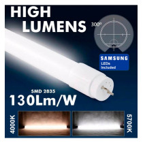 Tubo LED 24W Cristal 150cm 300º - ALTA LUMINOSIDAD - SAMSUNG CHIP PACK 10