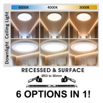 Downlight + Plafón LED - Circular- MOSS BLANCO LUMILEDS - 6W AJUSTABLE - CCT Color Seleccionable