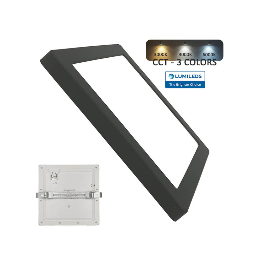 Downlight + Plafón LED - Cuadrado- MOSS NEGRO LUMILEDS - 18W AJUSTABLE - CCT Color Seleccionable