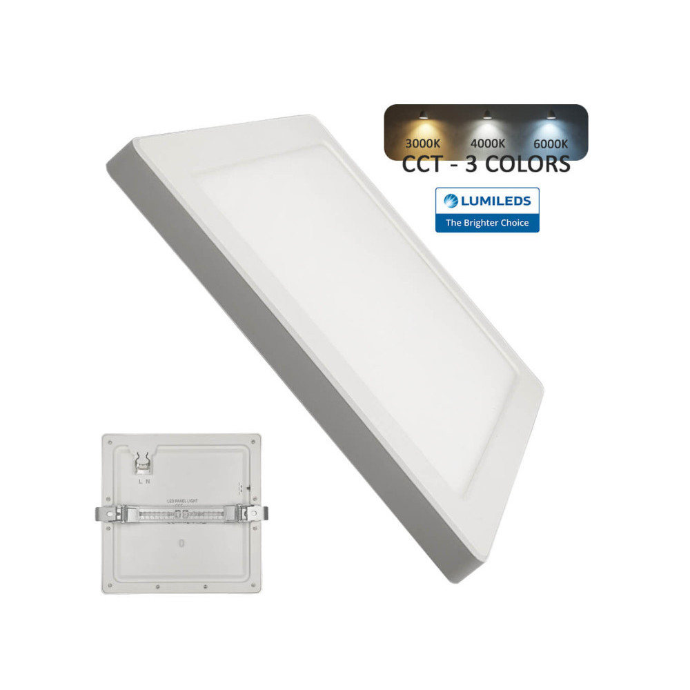 Downlight + Plafón LED - Cuadrado- MOSS BLANCO LUMILEDS - 18W AJUSTABLE - CCT Color Seleccionable