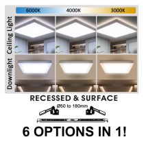 Downlight + Plafón LED - Cuadrado- MOSS BLANCO LUMILEDS - 18W AJUSTABLE - CCT Color Seleccionable