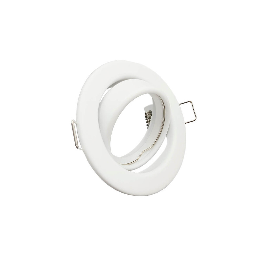 Aro Redondo Orientable Blanco Para Dicroica LED GU10 MR16 - Aluminio