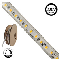 Tira LED 220V | 120xLED/M | 20m | SMD2835 | 1540Lm/M | 14W/M | IP67 | Corte Cada 10cm