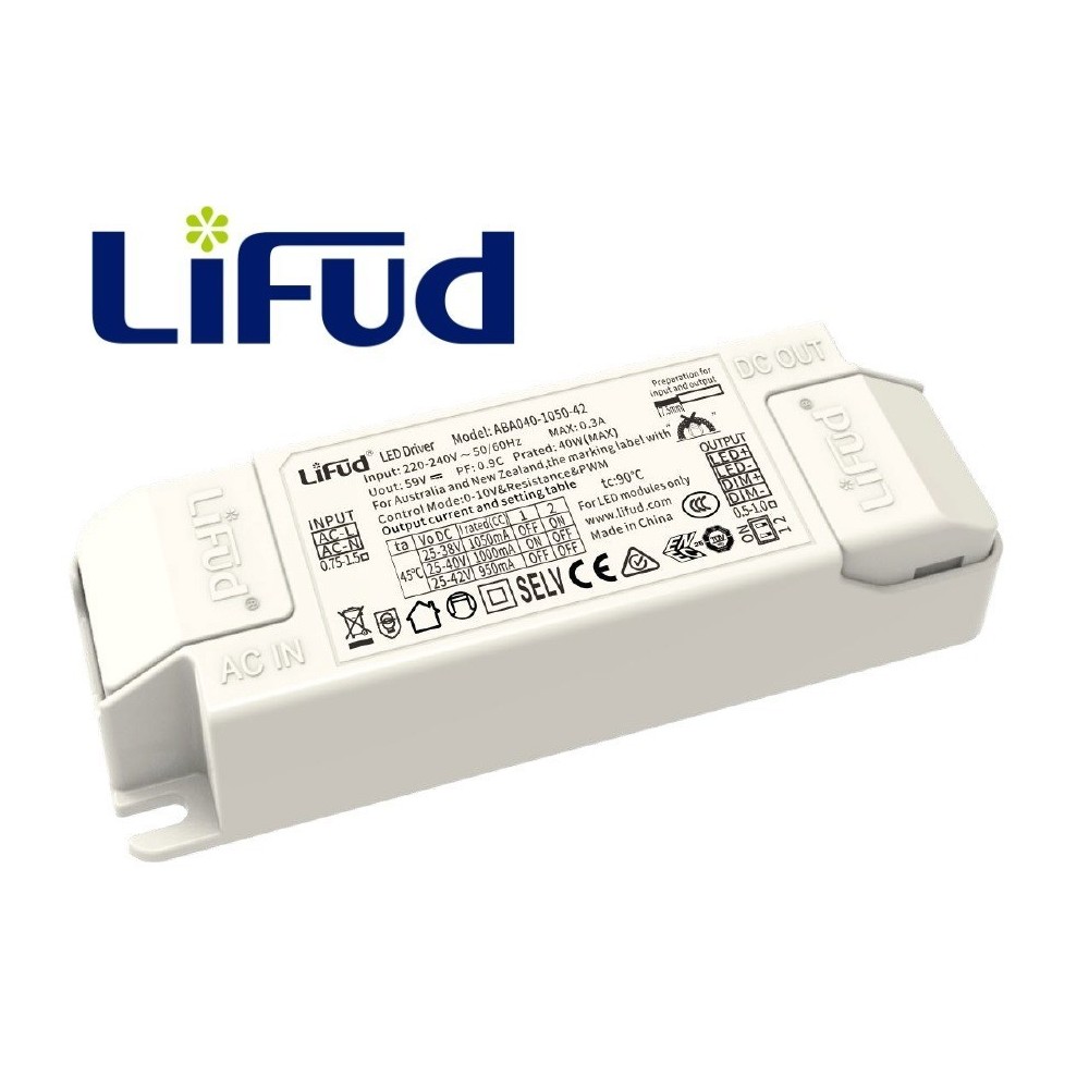 DRIVER LIFUD REGULABLE 0-10V PARA PANEL LED 40W 25-42V 800-105 	ABA040-420mA