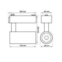 Foco LED 30W PARMA Blanco Carril Monofásico - CCT - CRI+92 - 48º