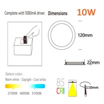 Placa Slim LED Circular 10W Acero Inox - CCT - OSRAM CHIP DURIS E 2835
