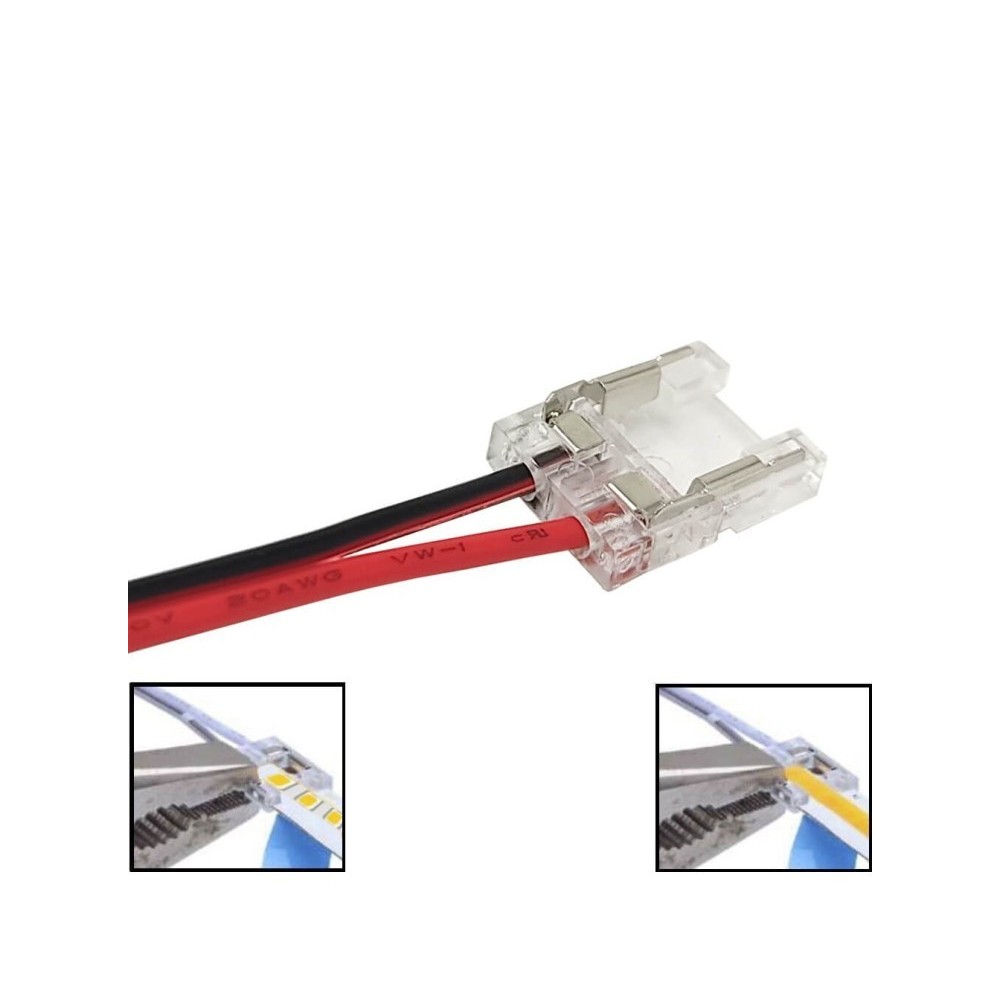 Conector Transparente Para Tiras LED COB + SMD - 10mm - IP20
