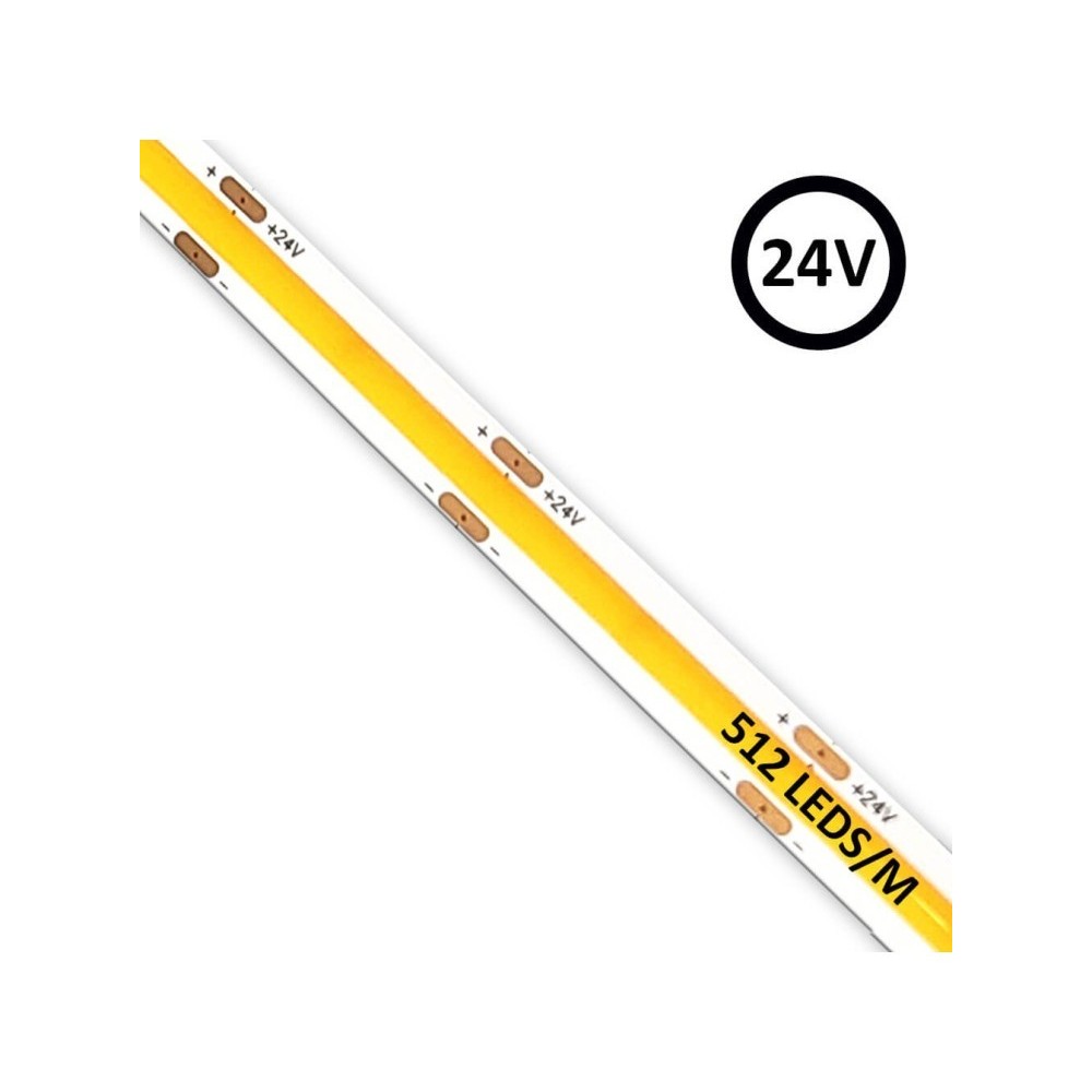 Tira LED COB 24V | 512 LED/M | 5m | FLIP CHIP | 1650Lm |15W/M | CRI90 | IP20