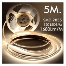 Tira LED 24V | 120xLED/M | 5m | SMD2835 | 1680Lm | 12W/M | IP20