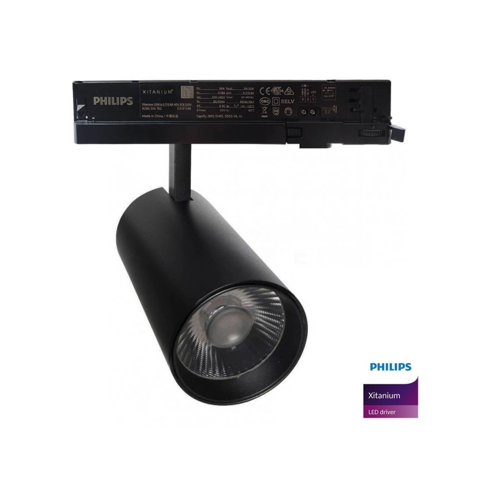 Foco LED 40W - 34W NEW MAYA Negro Carril Monofásico - CRI+92 - UGR13 -HIGH LUMEN 140Lm/W