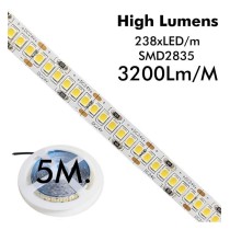 Tira LED 24V | 238xLED/M | 5m | SMD2835 | 3200Lm | 20W/M | IP20