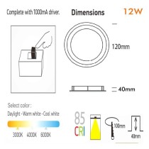 Downlight LED 12W Circular - OSRAM CHIP DURIS E 2835 - CCT - UGR19