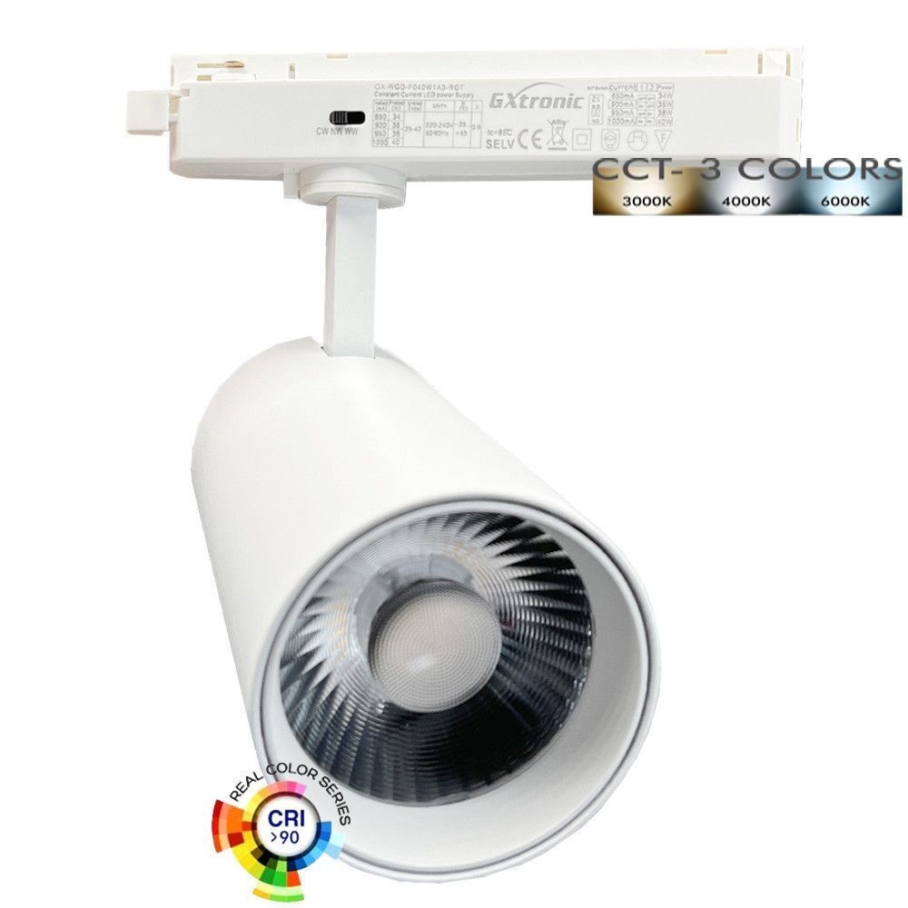 ✔️ Foco Carril Monofásico 40W NEW MAYA Blanco CRI92 - Luz Seleccionable
