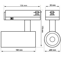 Foco LED 40W a 30W NEW MAYA Blanco Carril TRIFÁSICO Luz Seleccionable CCT