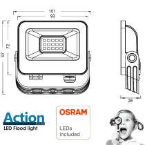 ▷ Foco Proyector Negro 10W 1100Lm Exterior IP65 OSRAM CHIP - ACTION PRO