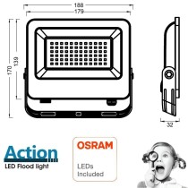 ▷ Foco Proyector Negro 50W 5500Lm Exterior IP65 OSRAM CHIP - ACTION PRO