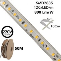 ✔️ Tira LED Exterior 220V Direct 50M - Varios tonos Blancos