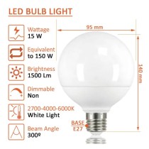 Bombilla LED Globo 15W G95 300º E27 - OSRAM CHIP