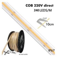 RESERVA ENERO 50 METROS Tira LED COB 220V | 10W/M | 240 LED/M |1200Lm/M| FLIP CHIP | 50m | IP65 | Corte 10cm