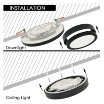 Plafón + Downlight LED - Circular- Noir - Potencia Ajustable 8W - 6W - 4W - 2W - 5CCT - SMD2835 140Lm/W - IP44