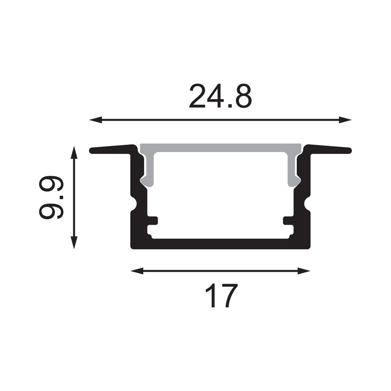Perfil de Aluminio Empotrable con Alas de 23x8mm 2metros - #2