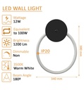 Aplique LED 12W- SATURNO - Pared interior - 3500K - Detalle 3