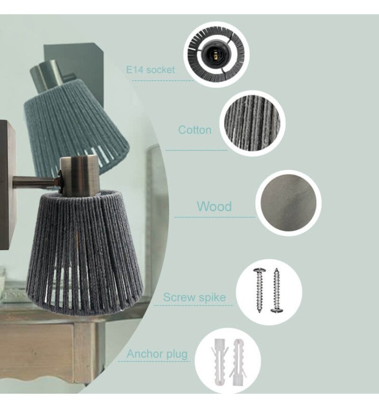 Aplique LED MYSEN - Para E14 LED - Detalle 4