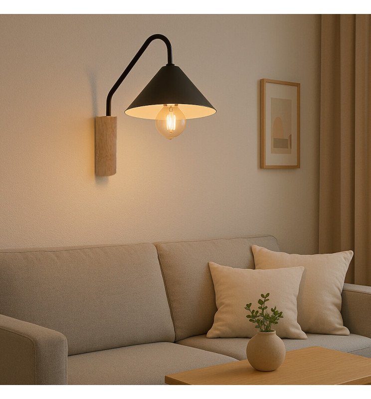 Aplique LED Negro - LERUM - Para E27 LED - Detalle 2