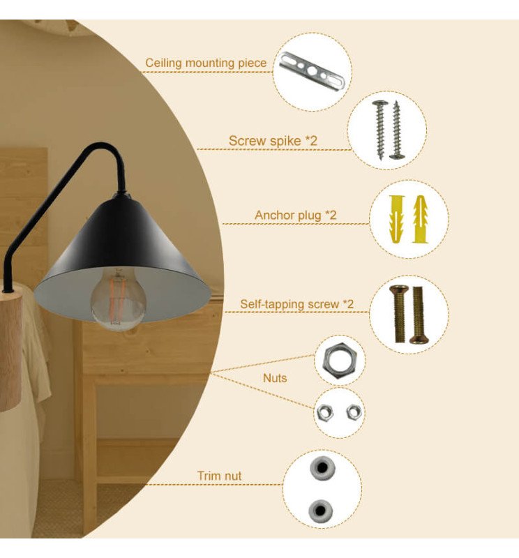 Aplique LED Negro - LERUM - Para E27 LED - Detalle 3