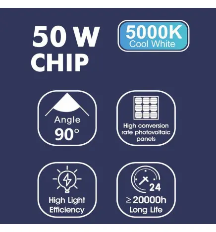 Foco Proyector Exterior Solar LED 50w Orion - Vista Detalle #4