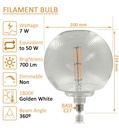 Bombilla LED Filamento Globo decorativa 7W E27 - Ambar - Detalle 2