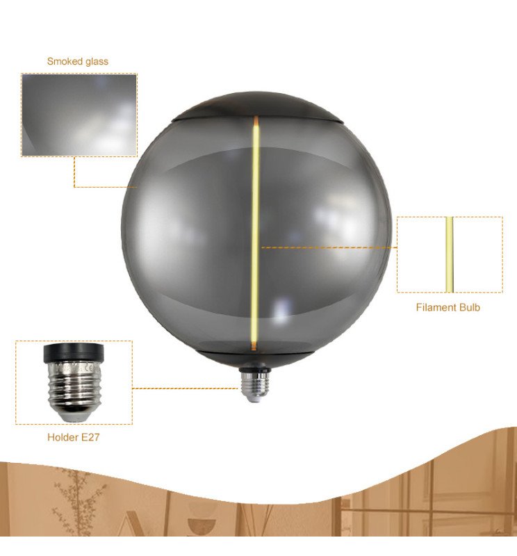 Bombilla LED Filamento Cristal Ahumado BIG - 4W E27 - Detalle 2