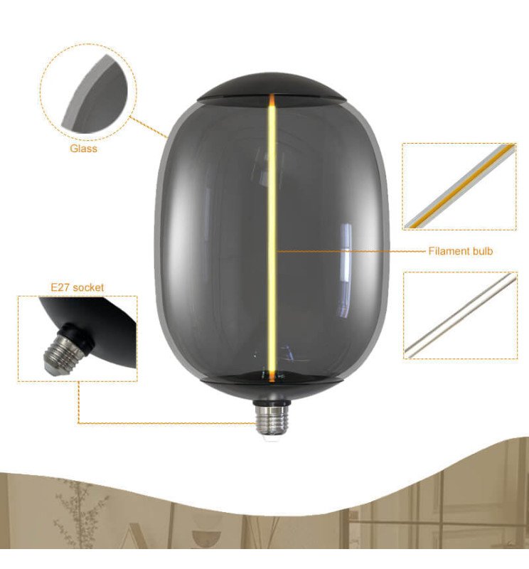 Bombilla LED Filamento Cristal Ahumado BIG - 4W E27 - Detalle 2