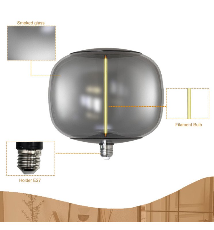 Bombilla LED Filamento Cristal Ahumado BIG - 4W E27 - Detalle 4