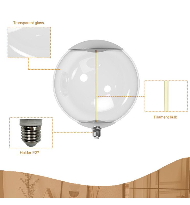 Bombilla LED Filamento Decorativa BIG - 4W E27 - G250 - Detalle 5