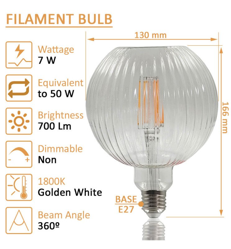 Bombilla LED Filamento Decorativa 7W E27 - Ambar - Detalle 5