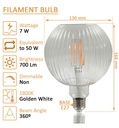 Bombilla LED Filamento Decorativa 7W E27 - Ambar - Detalle 5