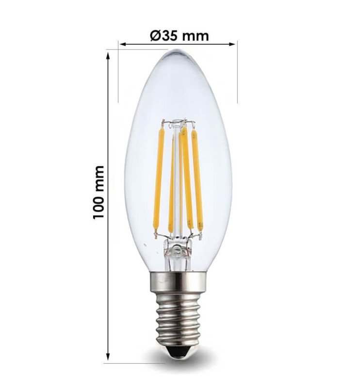 Bombilla LED Filamento Vela 4W E14 C35 - Detalle 4