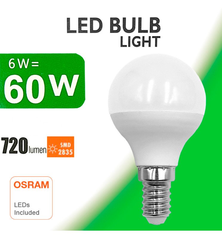 Bombilla LED 6W E14 G45 220º OSRAM CHIP DURIS E 2835 - Detalle 3