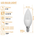 Bombilla LED Vela 6W E14 C37 180º OSRAM CHIP DURIS E - Detalle 3