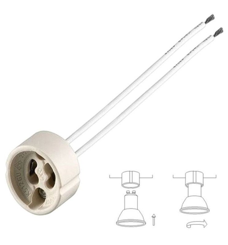 Casquillo Adaptador GU10 - CERAMICA - 10cm - Detalle 4