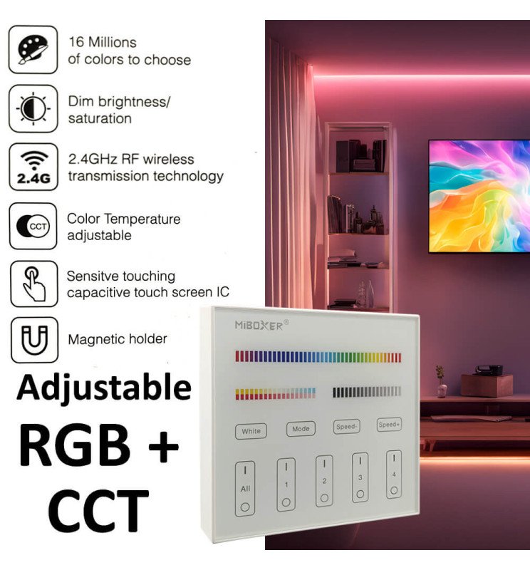 Pack controladora LED CCT - RGB - 12-24V + Panel - Detalle 4