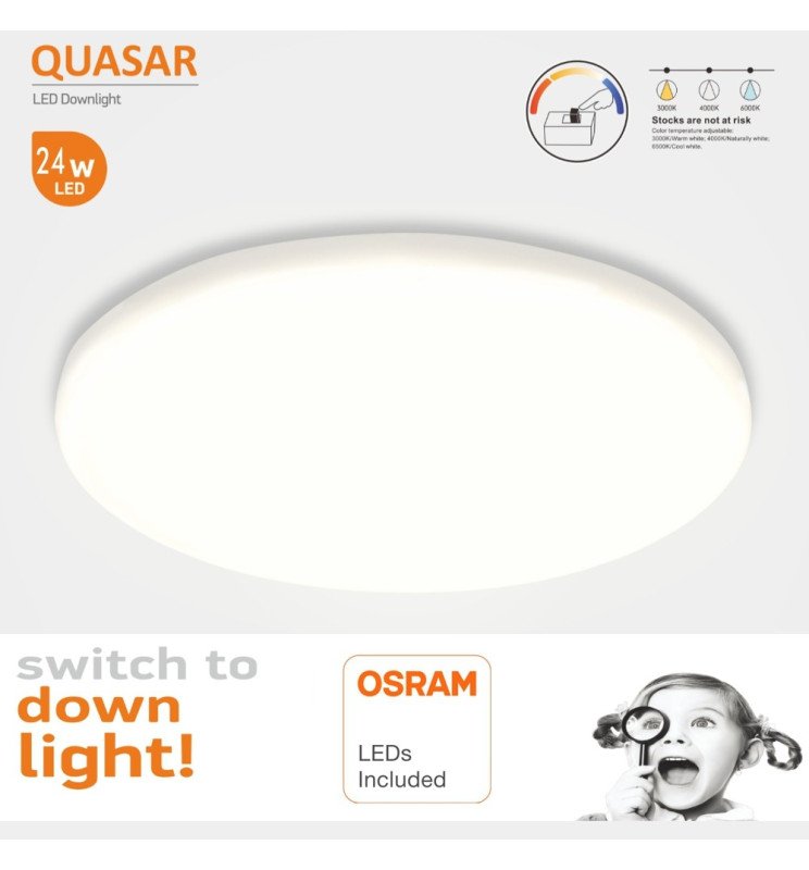 Downlight LED 24W Frameless QUASAR - OSRAM CHIP DURIS - Detalle 2