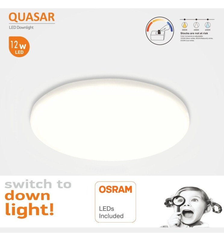 Downlight LED 12W Frameless QUASAR - OSRAM CHIP DURIS - Detalle 2