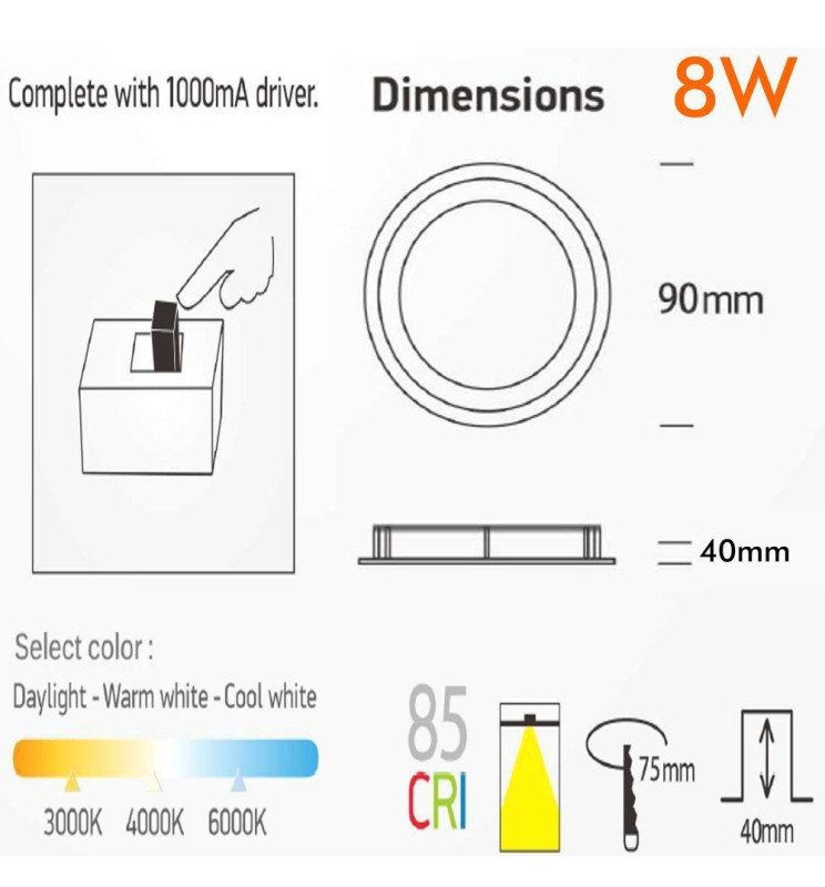 Downlight LED Circular 8W - OSRAM CHIP DURIS E 2835 - Detalle 5
