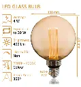Bombilla LED Modern Cristal Ambar 4w E27 G125 - Vista Detalle #1