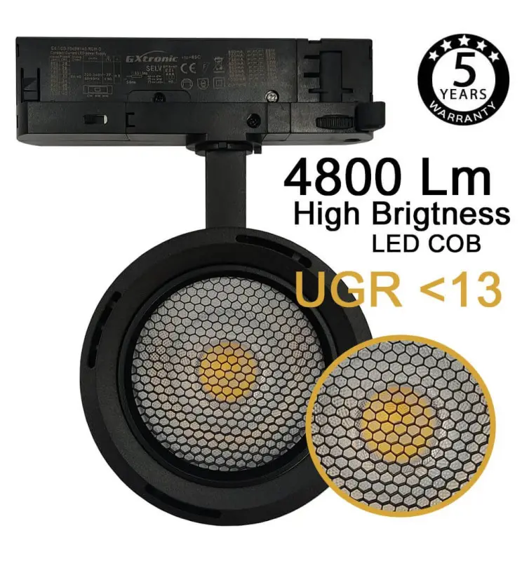 Foco LED 40w 26w Trifasico Roma Negro Optica Regulable Ugr13 CCT - Vista Detalle #4