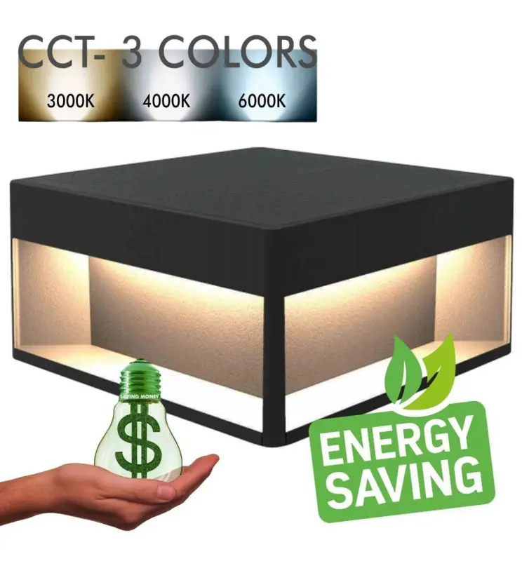 Baliza Solar LED Sobremuro Cuadrada Aluminio CCT - Vista Detalle #1